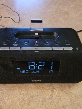 iHome Black Portable Clock Radio Speaker with Blue LED Display